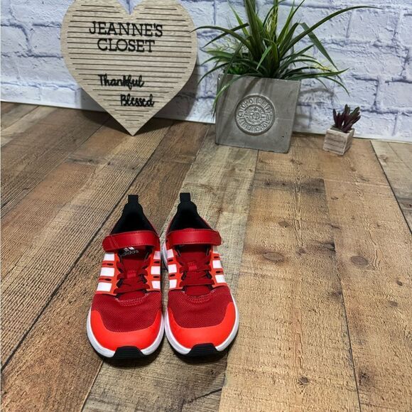 Kid's Unisex adidas Fortarun 2.0 Cloudfoam Elastic Lace-Up Shoes Red HP5445 - Picture 3 of 12